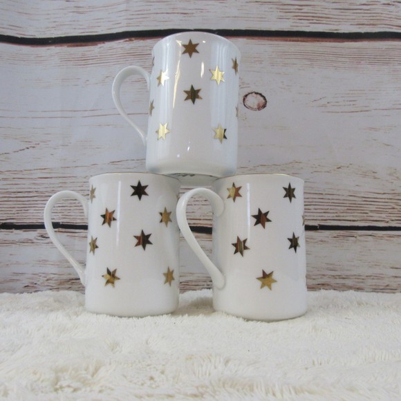 Vintage American Atelier Party time white mugs (set of 3) - Picture 2 of 4